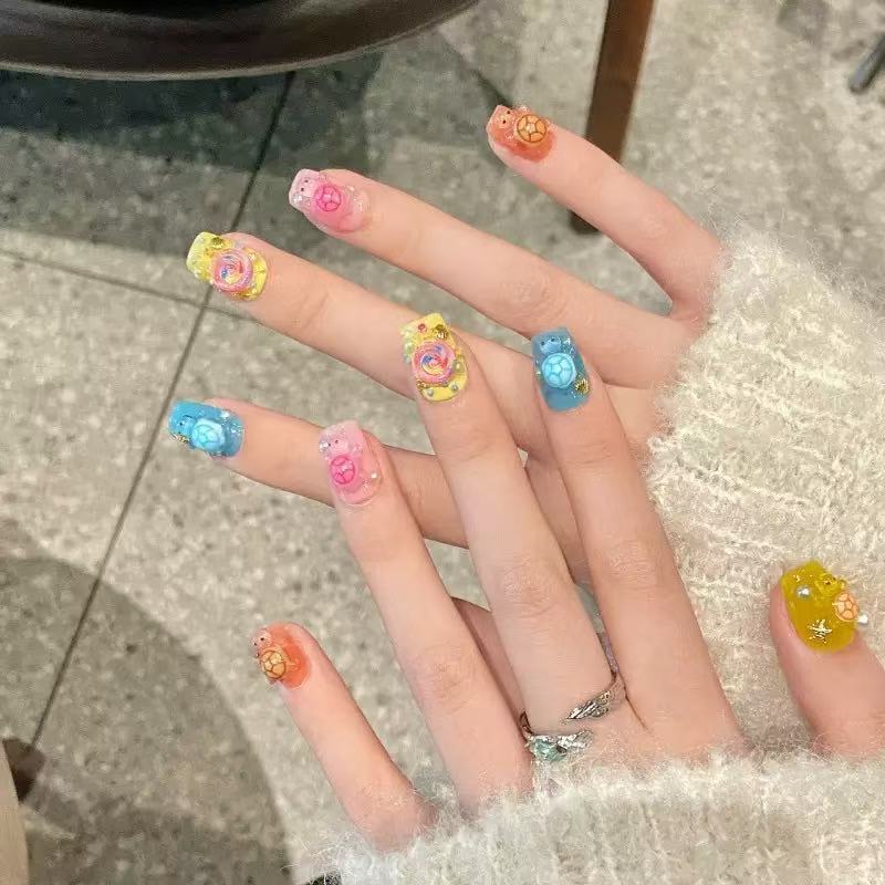 Nail Art Emerald - 100개 미니 컬러풀 거북이 레진 참