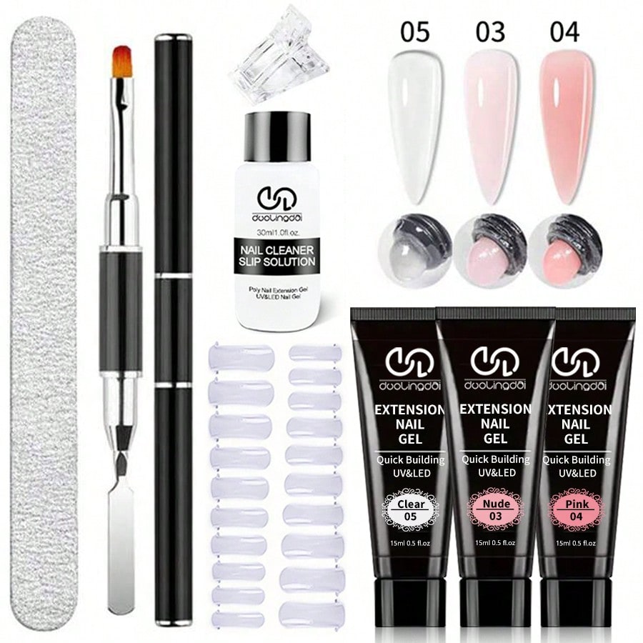 Acrylic Powder Clear - 8개/세트 폴리 익스텐션 젤 세트 네일
