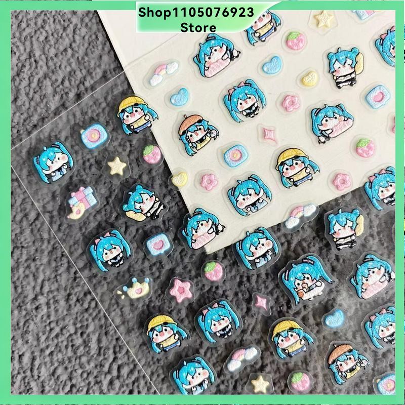 Nail Art Motif - 귀여운 만화 하츠네 미쿠 네일 스티커,