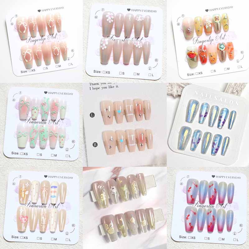 Nail Art French Nails - 10개 여성용 프랑스 스타일 고급 3D