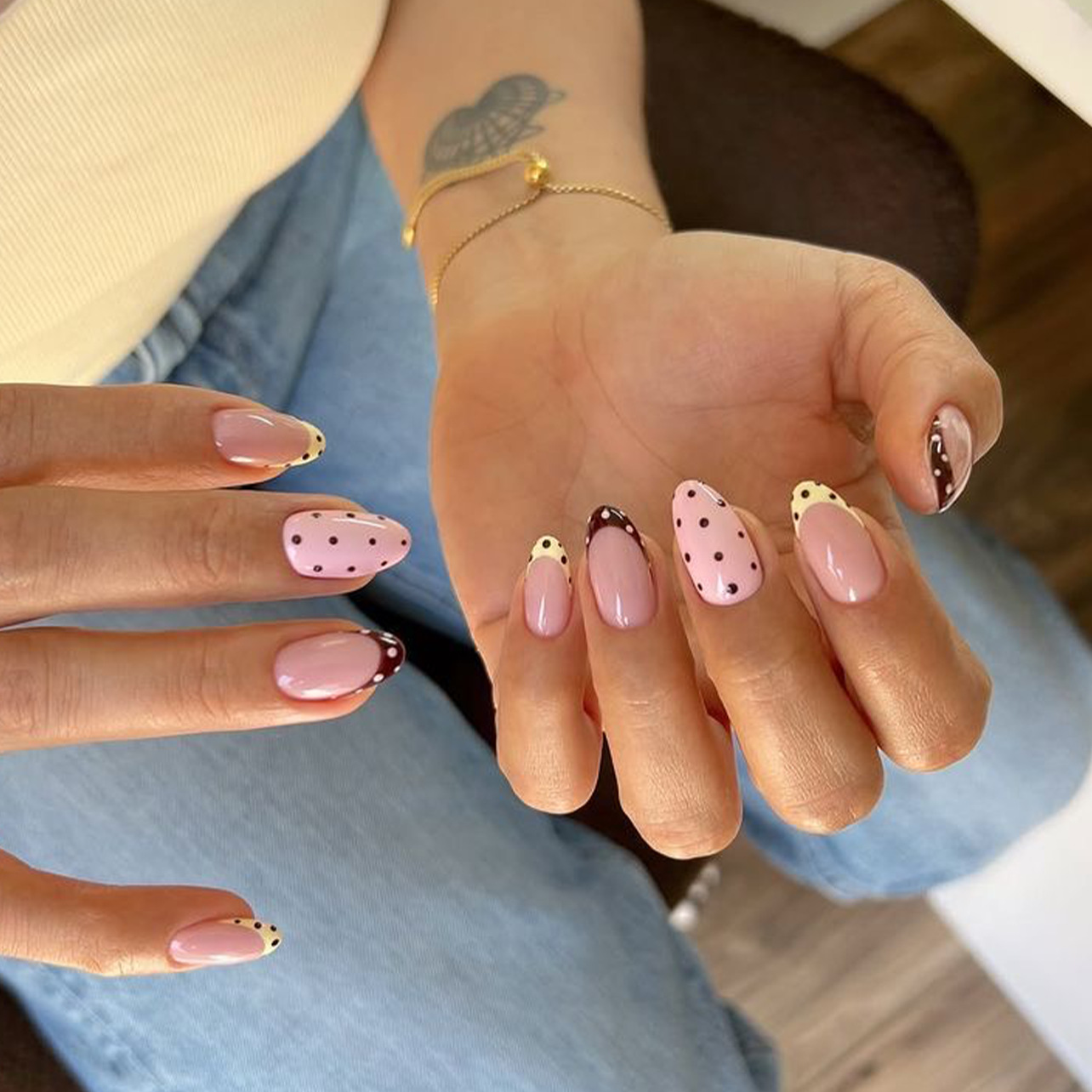 Nail Art French Nails - 24개 아몬드 모양 인조 손톱 세트,