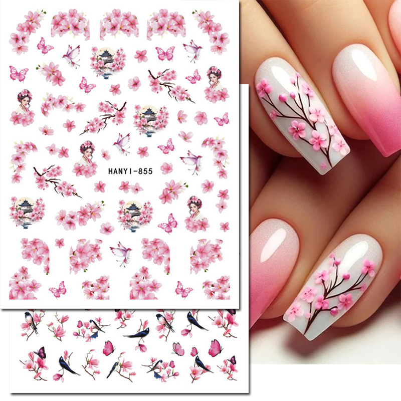 Nail Art Rose Gold - 3d 손톱 아트 데칼 벚꽃 핑크