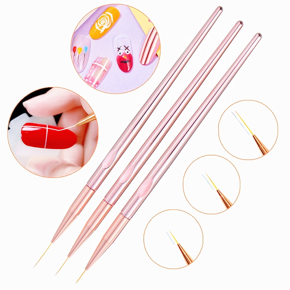 Nail Art Rose Gold - 3개/세트 네일 아트 브러쉬 네일 아트