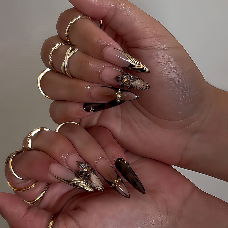 Nail Art French Nails - 24개 프렌치 블러쉬 핑크 디자인 프레스온