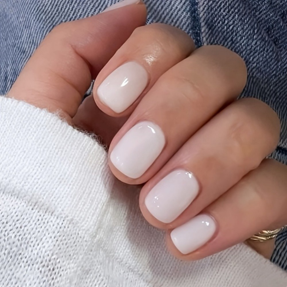 Nail Art Extension - 24개 밀키 화이트 프레스온 네일 짧은