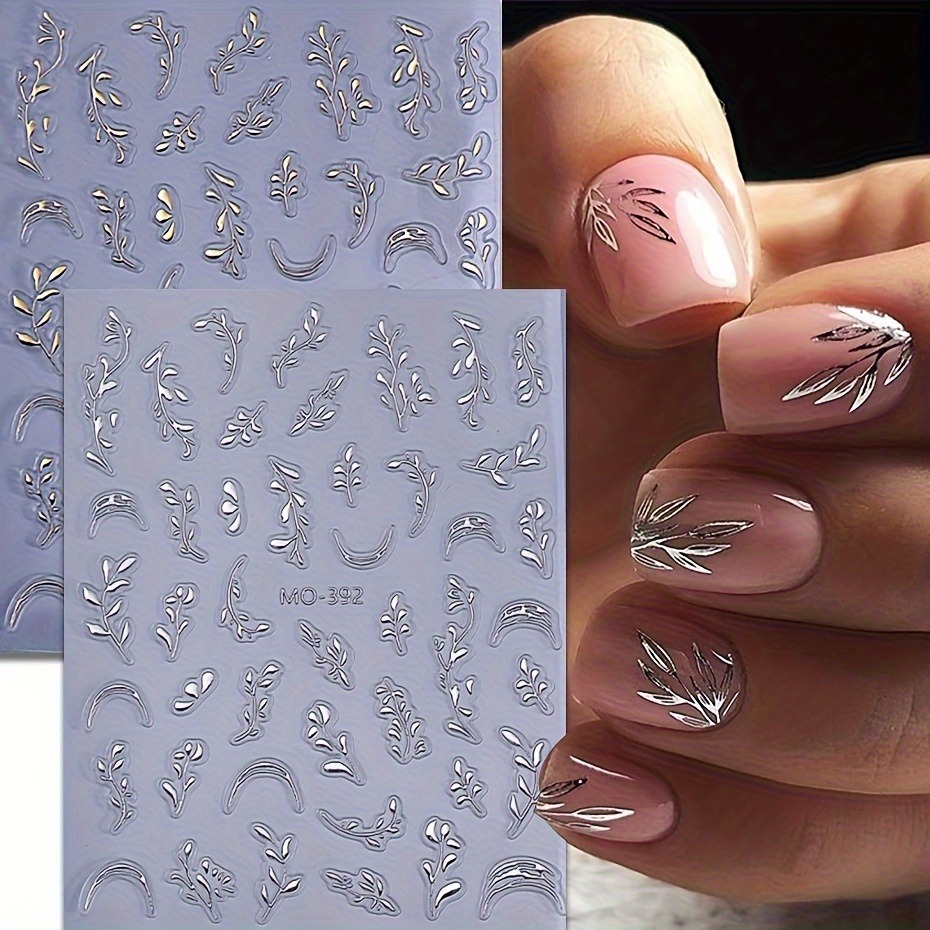Nail Art Rose Gold - ﻿ 2PCS 봄/여름 잎 무늬 네일