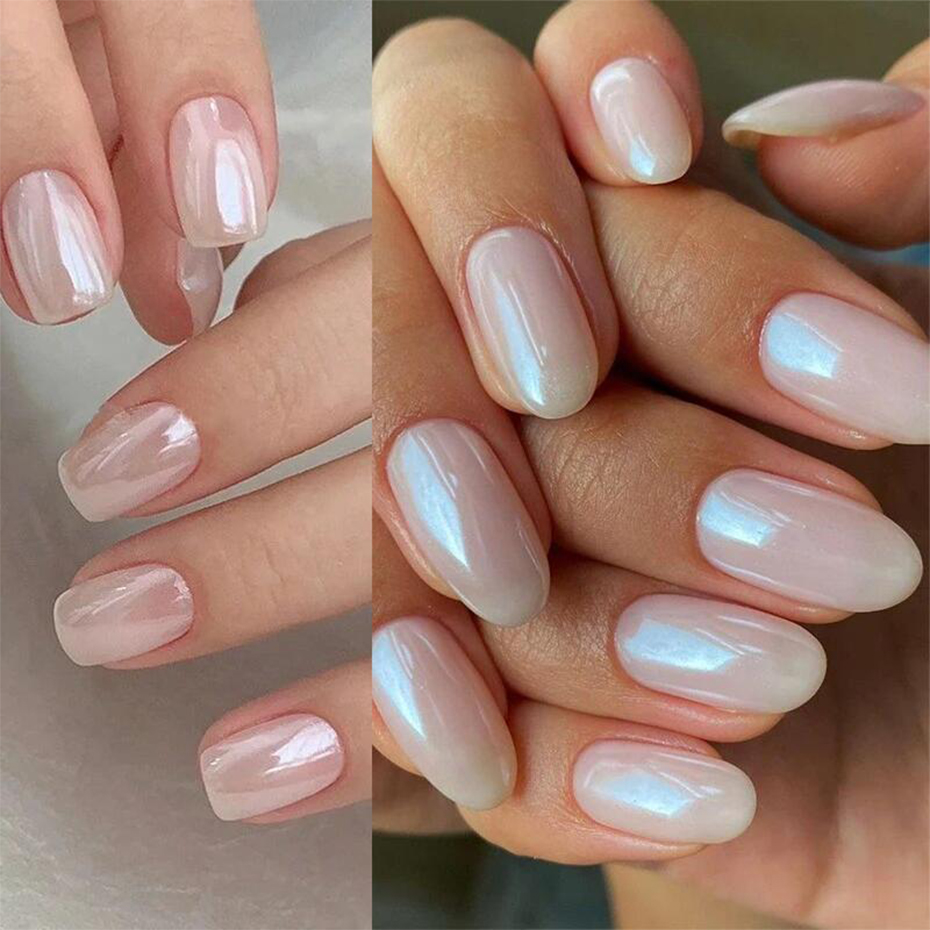 달빛 진주 화이트 네일 글리터 더스트 크롬 오로라 화이 - Dip Powder Nail 리뷰 및 가격