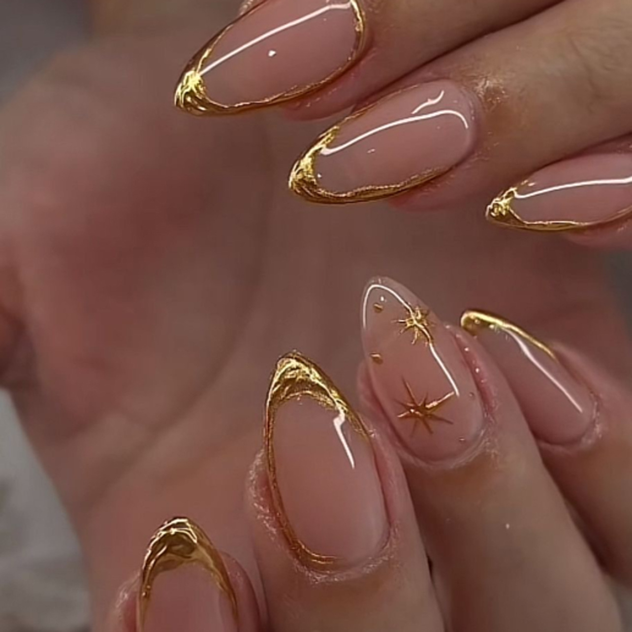 24개 짧은 아몬드 네일 세트 풀커버 별 달 웨이브 프 - Nail Art French Nails 리뷰 및 가격