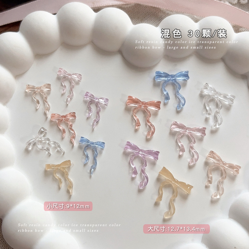 30PCS 요정 얼음 투명 핑크 블루 긴 꼬리 리본 활 - Nail Art Lotso 리뷰 및 가격