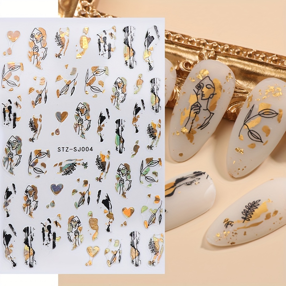 1개입 추상 기하학 네일 스티커 3D 레이저 골드 블랙 - Nail Art Rose Gold 리뷰 및 가격