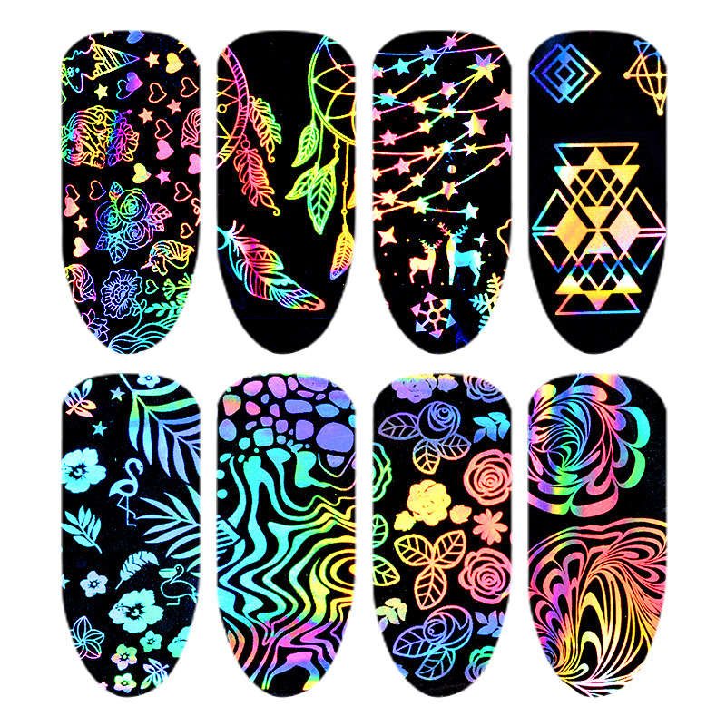 8pcs 홀로그램 다채로운 네일 스티커 쉬머 레이저 네 - Nail Art Lotso 리뷰 및 가격