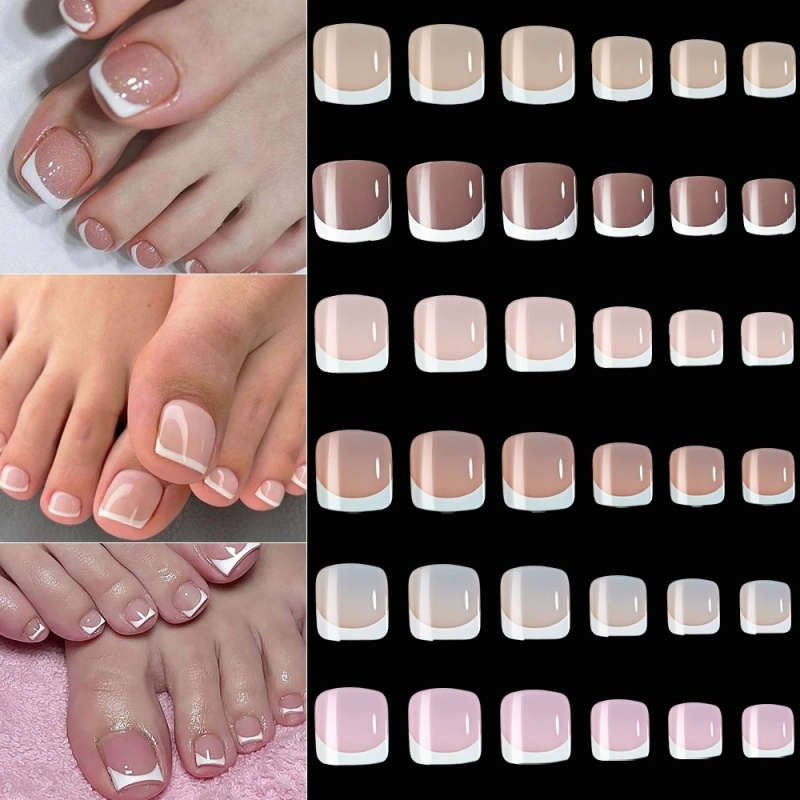 120개입 스퀘어 프렌치 팁 토 프레스온 네일 베리 핑 - Nail Art Extension 리뷰 및 가격