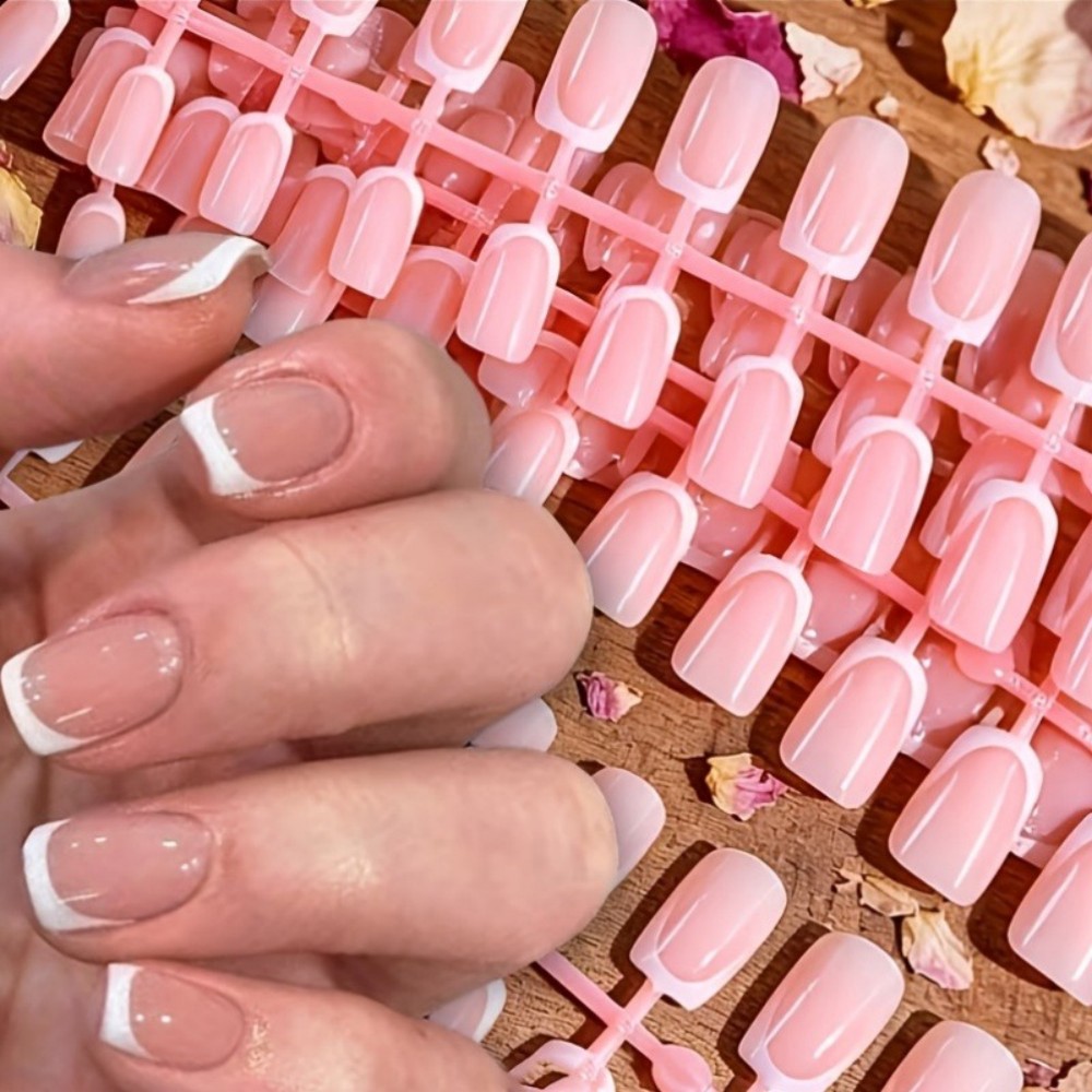 120개입 짧은 스퀘어 프렌치팁 프레스온 네일즈 내추럴 - Nail Art Extension 리뷰 및 가격