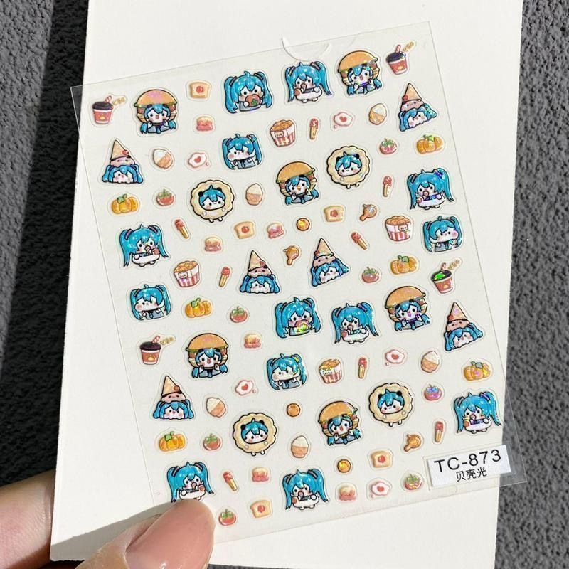 귀여운 만화 하츠네 미쿠 네일 스티커, 가상 가수 DI - Nail Art Motif 리뷰 및 가격