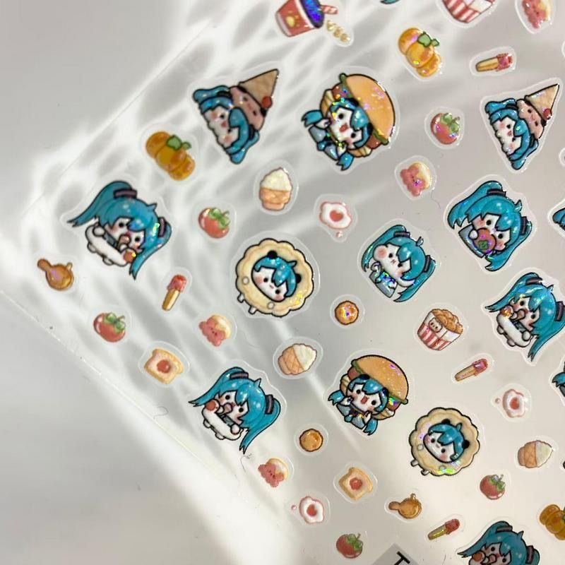 귀여운 만화 하츠네 미쿠 네일 스티커, 가상 가수 DI - Nail Art Motif 리뷰 및 가격