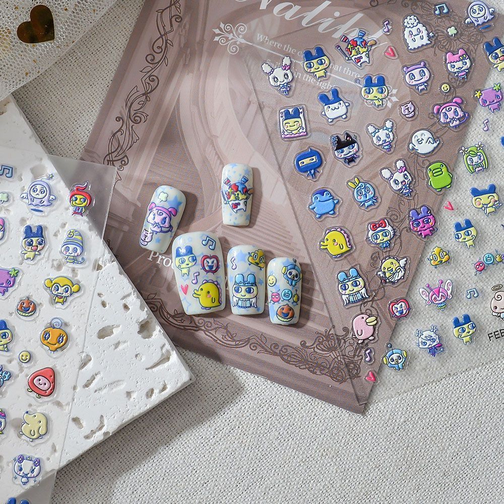 다마고치 만화 3D 엠보싱 네일 아트 스티커 캐릭터 네 - Nail Art Motif 리뷰 및 가격