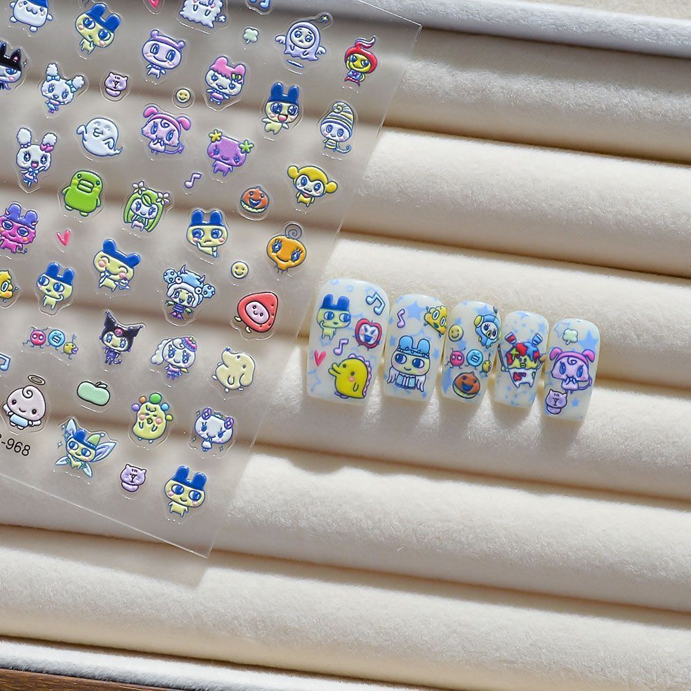 다마고치 만화 3D 엠보싱 네일 아트 스티커 캐릭터 네 - Nail Art Motif 리뷰 및 가격