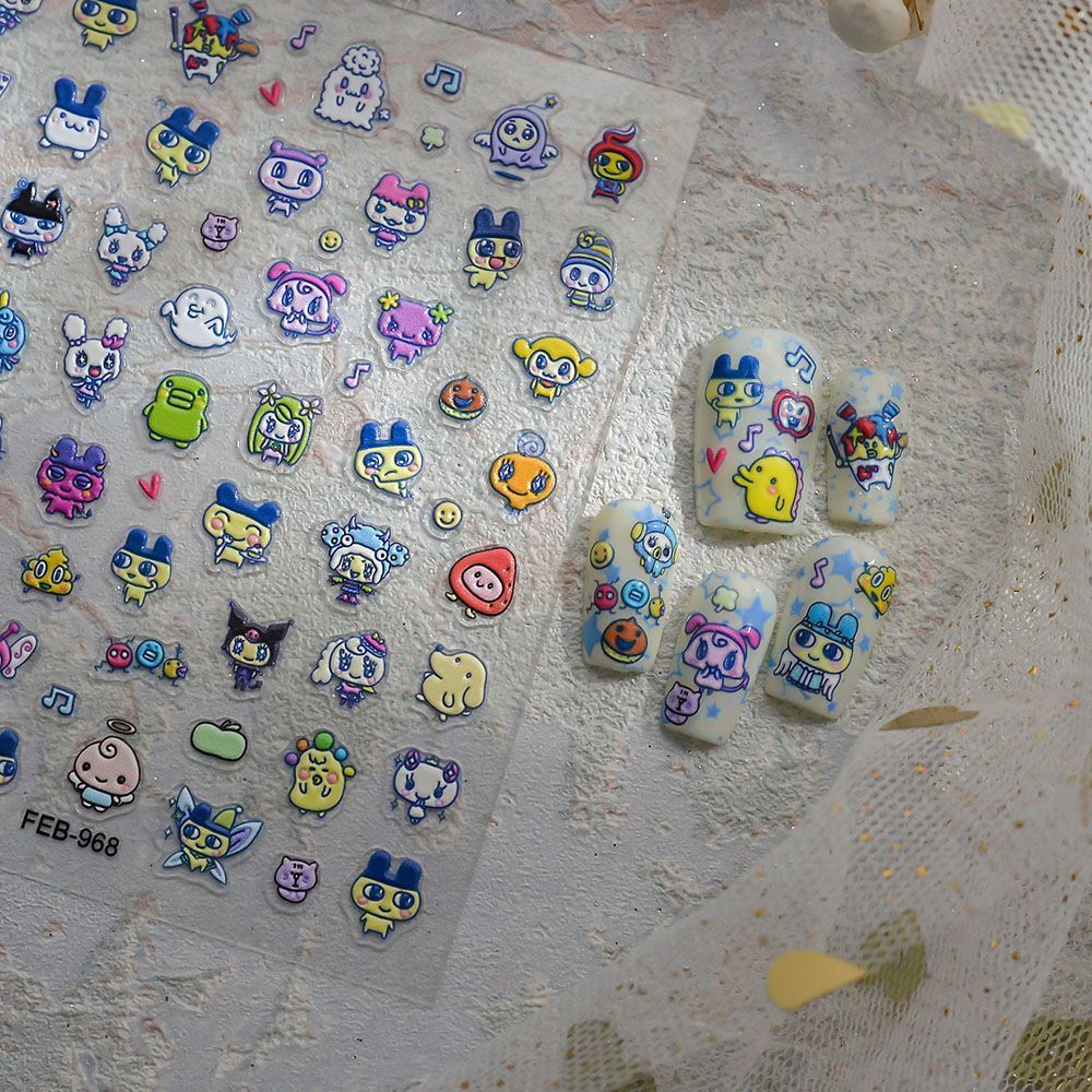 다마고치 만화 3D 엠보싱 네일 아트 스티커 캐릭터 네 - Nail Art Motif 리뷰 및 가격