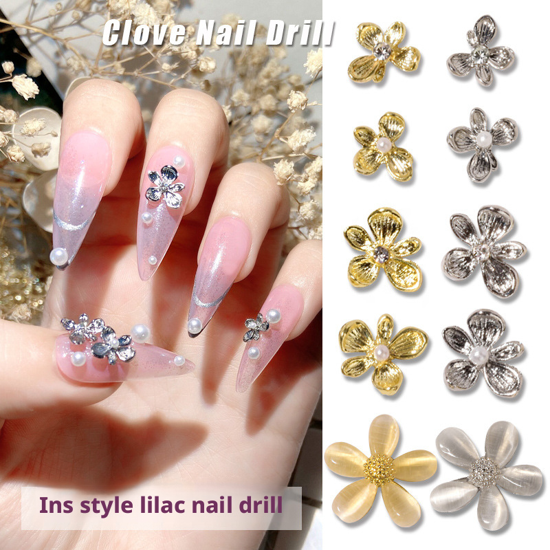 10Pcs Y2K 라일락 꽃 3D 네일 장식 스타 댕글 - Nail Art Lilac 리뷰 및 가격