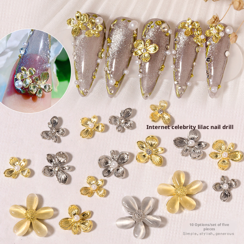 10Pcs Y2K 라일락 꽃 3D 네일 장식 스타 댕글 - Nail Art Lilac 리뷰 및 가격