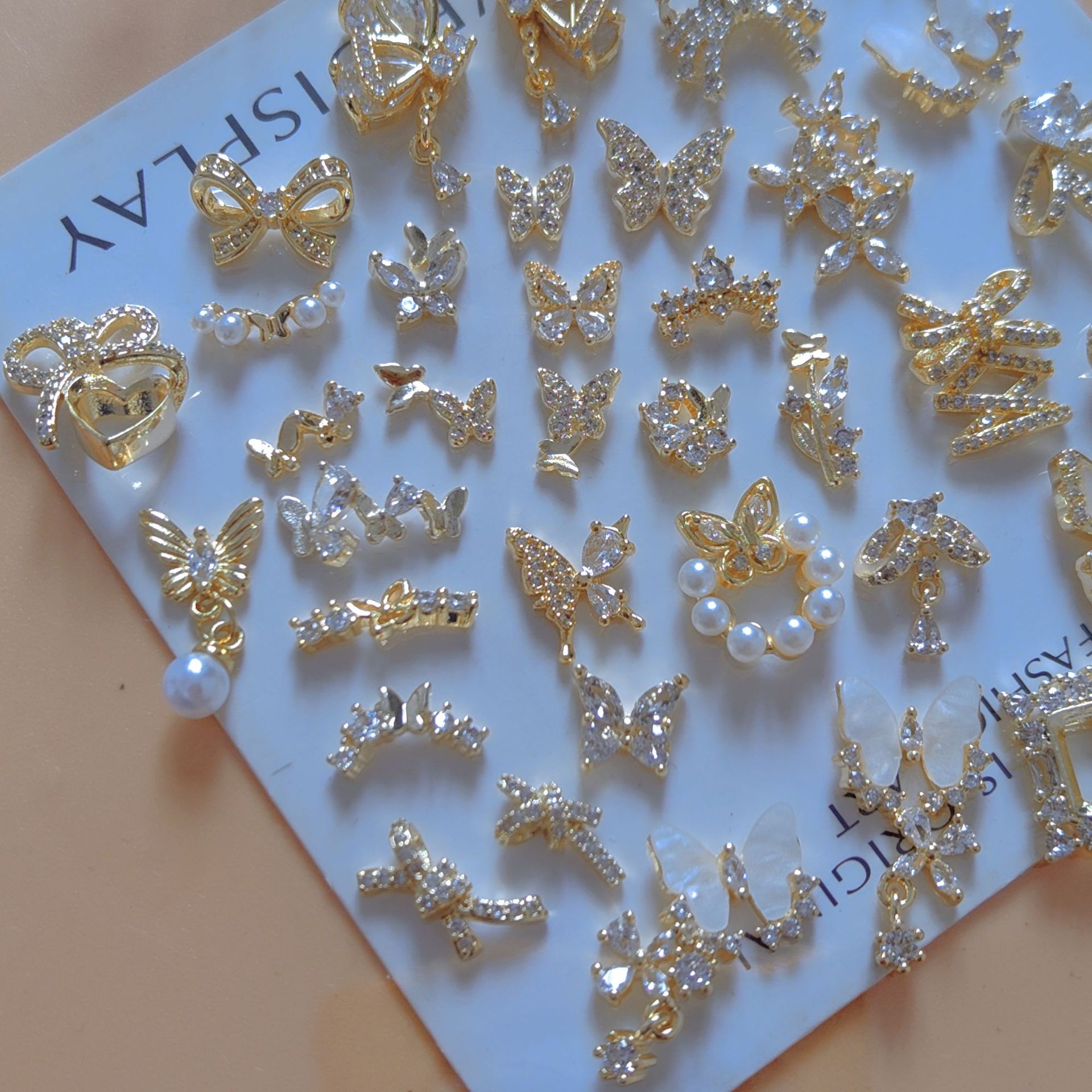10개/세트 고급 골드 나비 리본 지르콘 금속 네일 장 - Nail Art Lotso 리뷰 및 가격