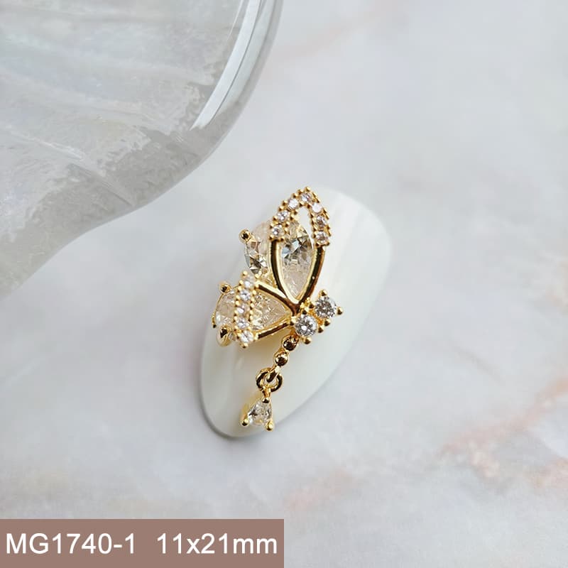 10개/세트 고급 골드 나비 리본 지르콘 금속 네일 장 - Nail Art Lotso 리뷰 및 가격