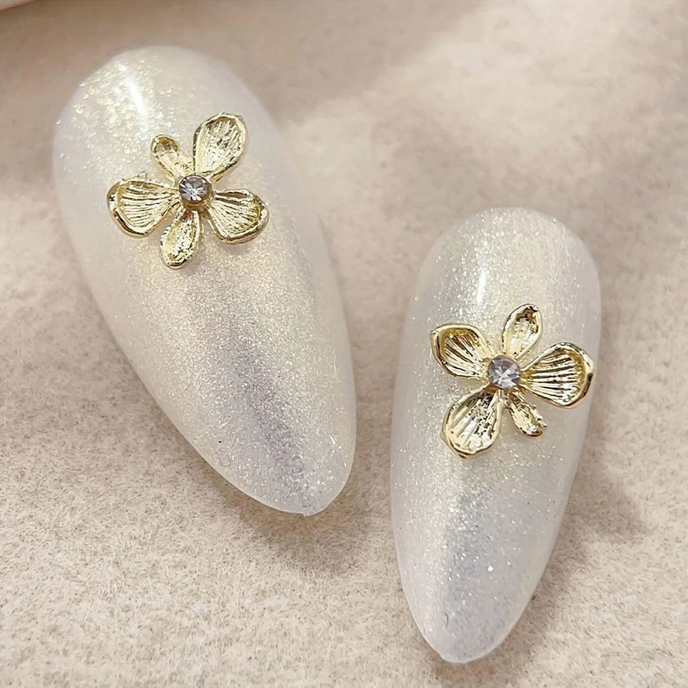 10pcs 골드 라인 석 꽃 3D 금속 합금 네일 매력 - Nail Art Lilac 리뷰 및 가격