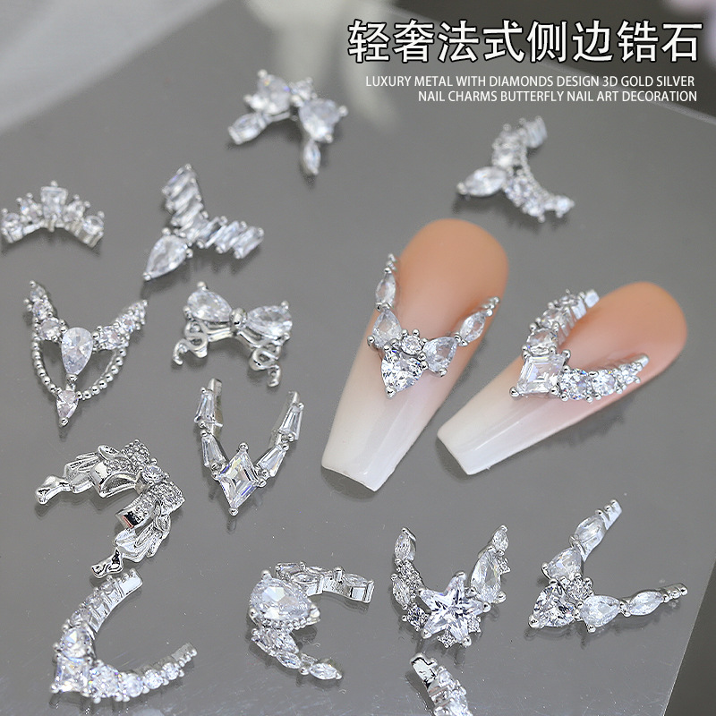 3PCS 럭셔리 스파클 전체 지르콘 프랑스어 초승달 가 - Nail Art Lotso 리뷰 및 가격