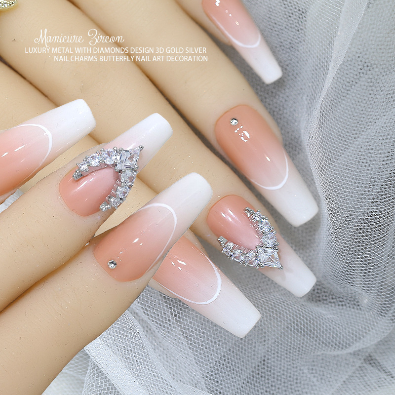 3PCS 럭셔리 스파클 전체 지르콘 프랑스어 초승달 가 - Nail Art Lotso 리뷰 및 가격