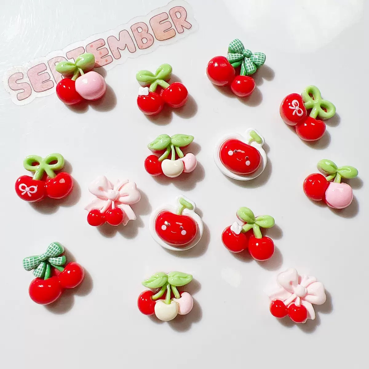20개 귀여운 미니 만화 다양한 빨간 체리 네일 아트  - Nail Art Motif 리뷰 및 가격
