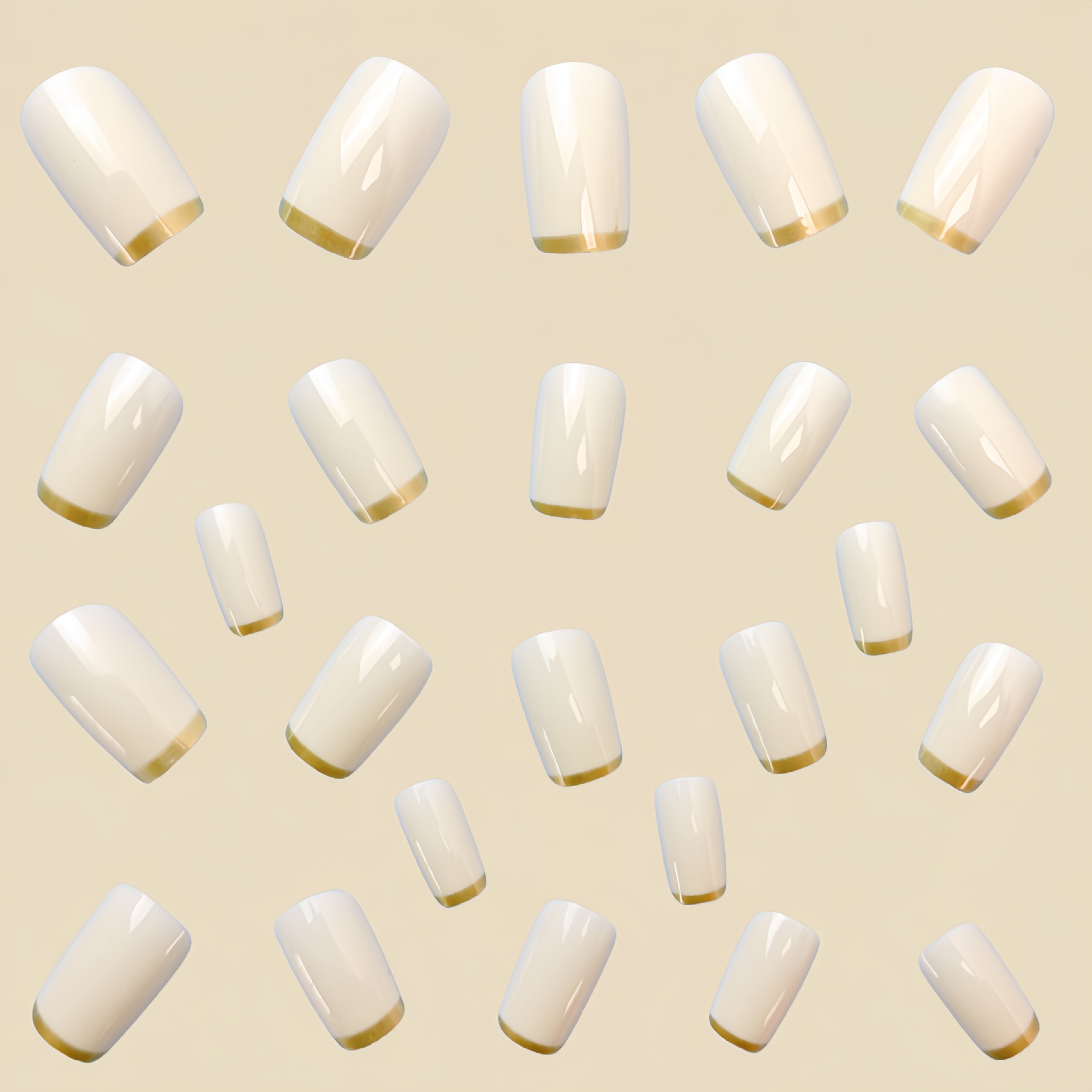 여성용 중간 사이즈 가짜 손톱 베이지 크림색 흰색 사각 - Nail Art French Nails 리뷰 및 가격