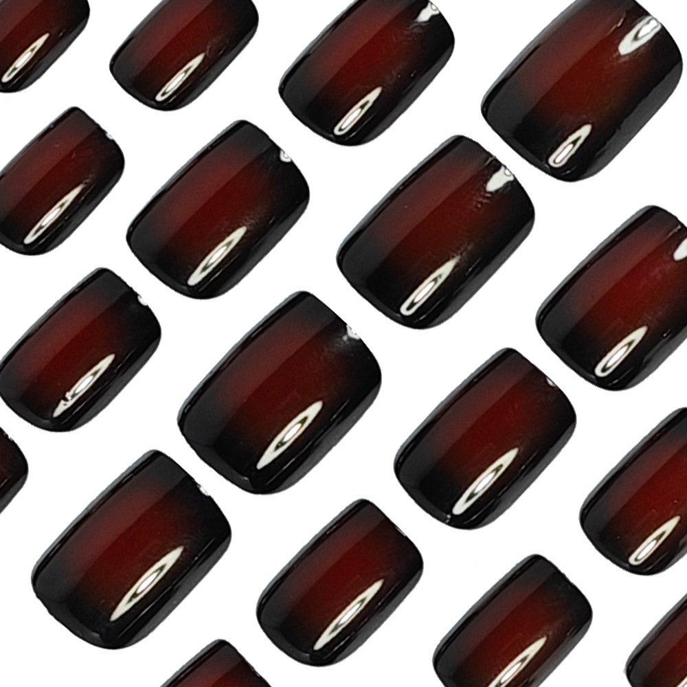 여성용 짧은 사각형 가짜 손톱 그라데이션 블랙 레드 로 - Nail Art French Nails 리뷰 및 가격