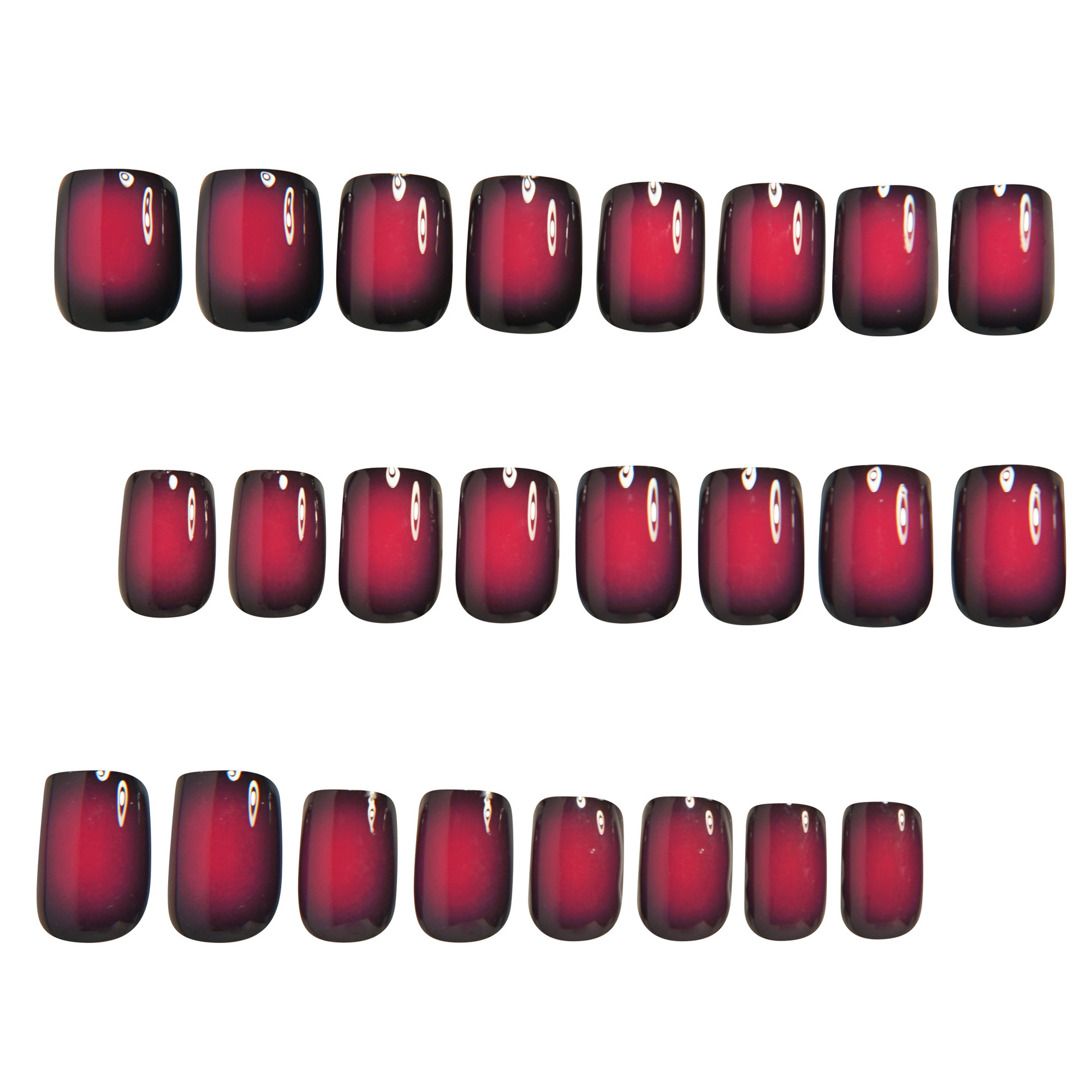 여성용 짧은 사각형 가짜 손톱 그라데이션 블랙 레드 로 - Nail Art French Nails 리뷰 및 가격