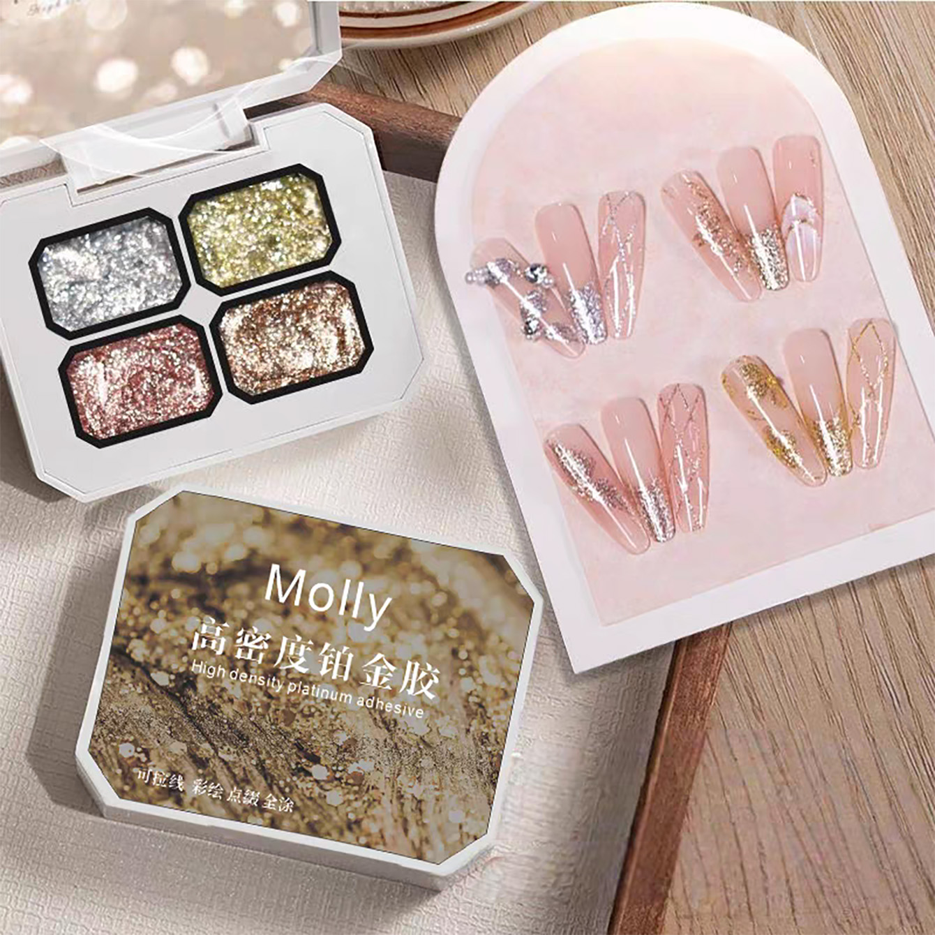 미아넬 청키 포일 플래티넘 네일 아트 젤 팔레트 골드  - Nail Art Rose Gold 리뷰 및 가격
