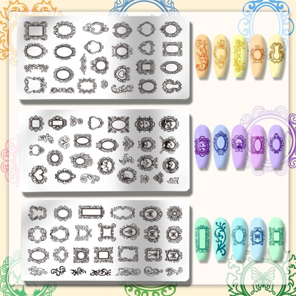 3개 빈티지 사진 프레임 네일 스탬핑 플레이트 믹스 포 - Nail Art Motif 리뷰 및 가격