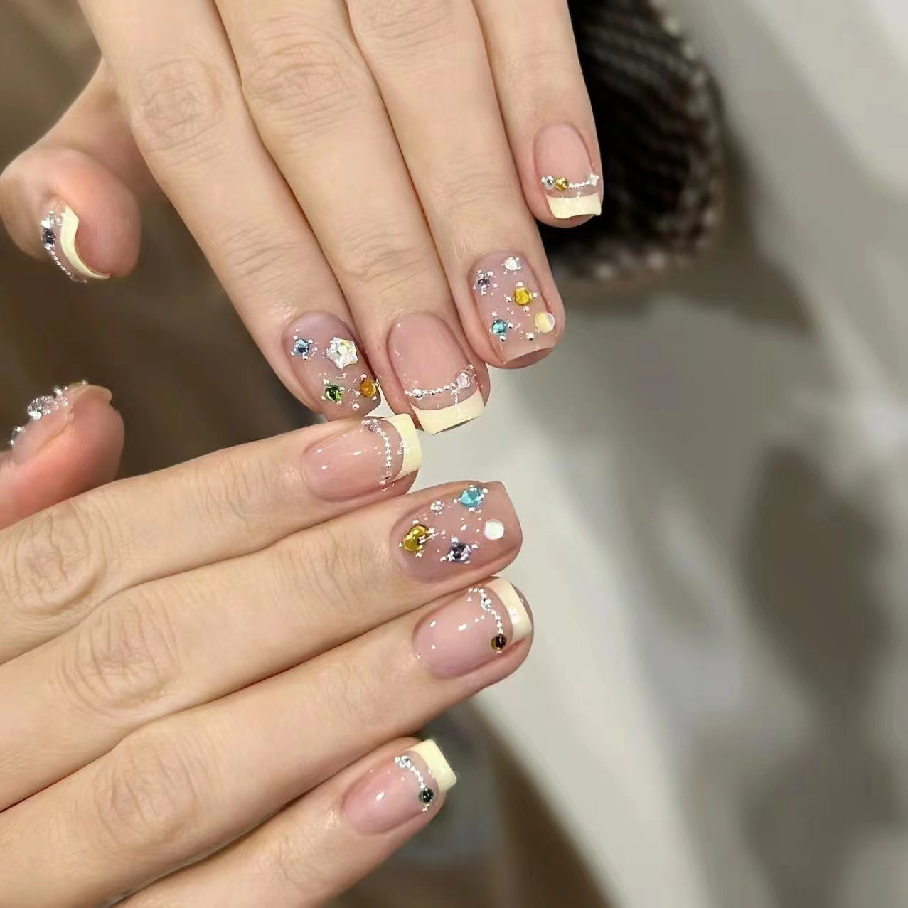 짧은 사각형 프랑스 수제 가짜 손톱, 간단한 네일 아트 - Nail Art French Nails 리뷰 및 가격