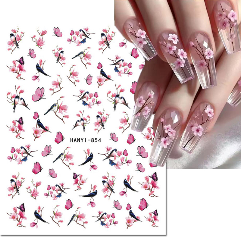 3d 손톱 아트 데칼 벚꽃 핑크 사쿠라 꽃 나비 검은  - Nail Art Rose Gold 리뷰 및 가격