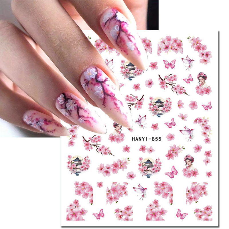 3d 손톱 아트 데칼 벚꽃 핑크 사쿠라 꽃 나비 검은  - Nail Art Rose Gold 리뷰 및 가격