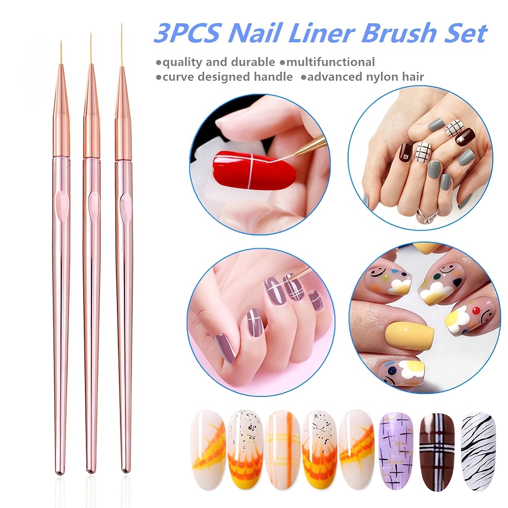 3개/세트 네일 아트 브러쉬 네일 아트 UV 젤 라이너 - Nail Art Rose Gold 리뷰 및 가격