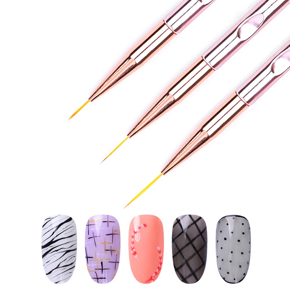 3개/세트 네일 아트 브러쉬 네일 아트 UV 젤 라이너 - Nail Art Rose Gold 리뷰 및 가격