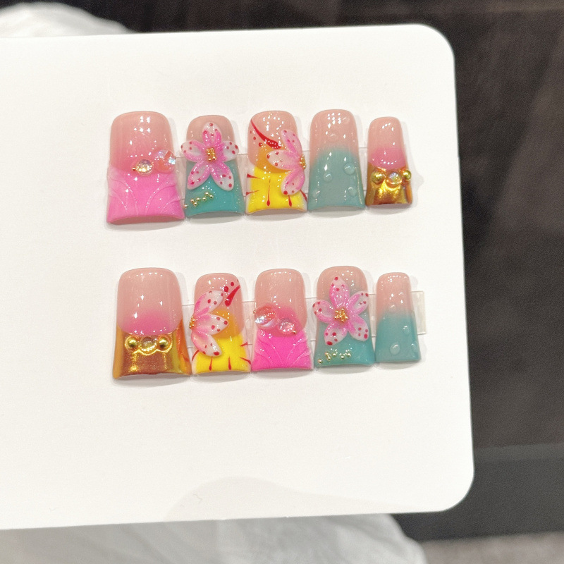10개입 오션 스타일 가짜 손톱 덕빌 프레스온 네일 세 - Nail Art French Nails 리뷰 및 가격