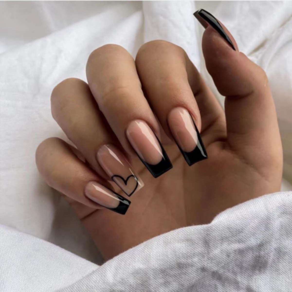 24개 블랙 프렌치 가짜 손톱 세트 나비 모양 라인스톤 - Nail Art French Nails 리뷰 및 가격