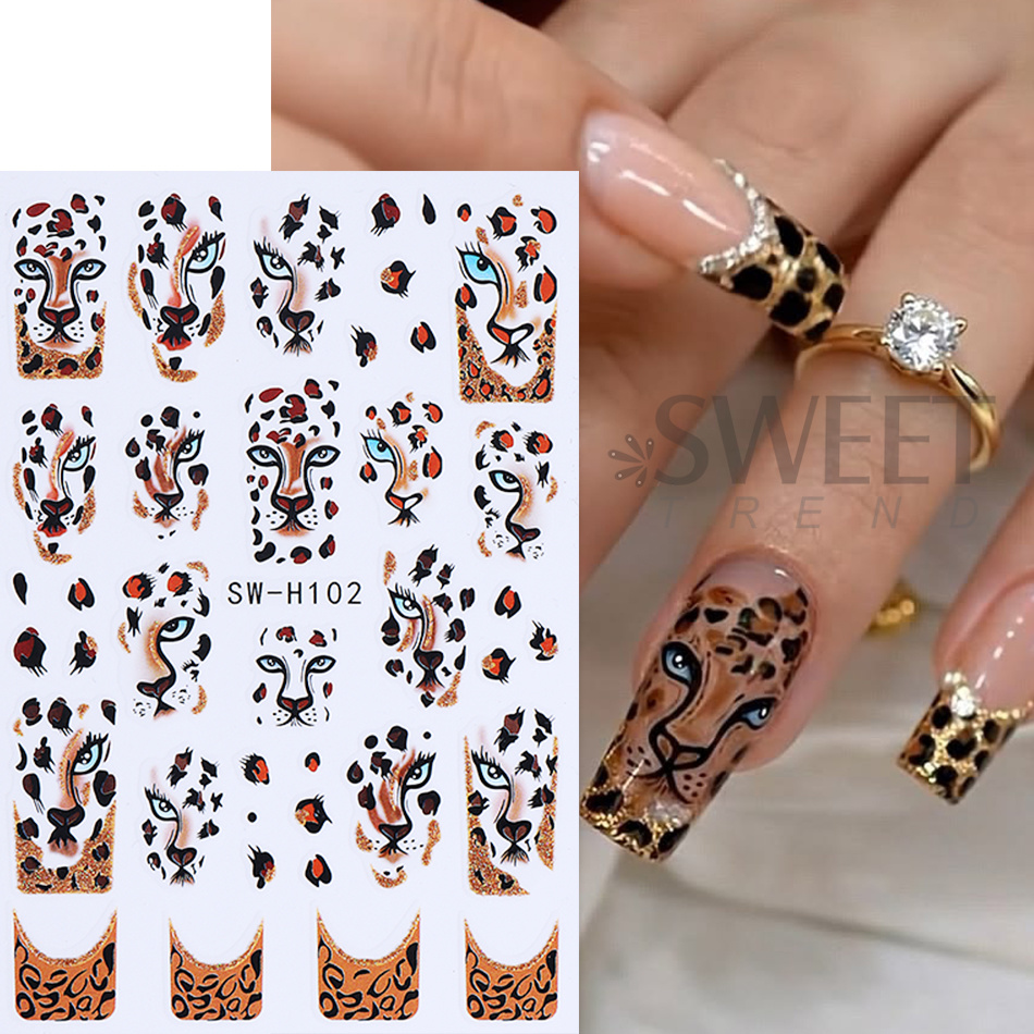2pcs 레오파드 프린트 네일 스티커 자체 접착식 골드 - Nail Art Rose Gold 리뷰 및 가격