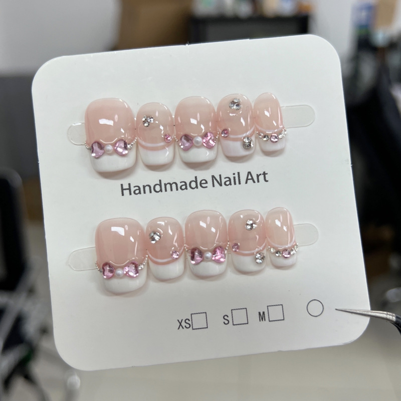 10개입 여름 스위트하트 프레스온 네일 젠틀 캣아이 페 - Nail Art French Nails 리뷰 및 가격