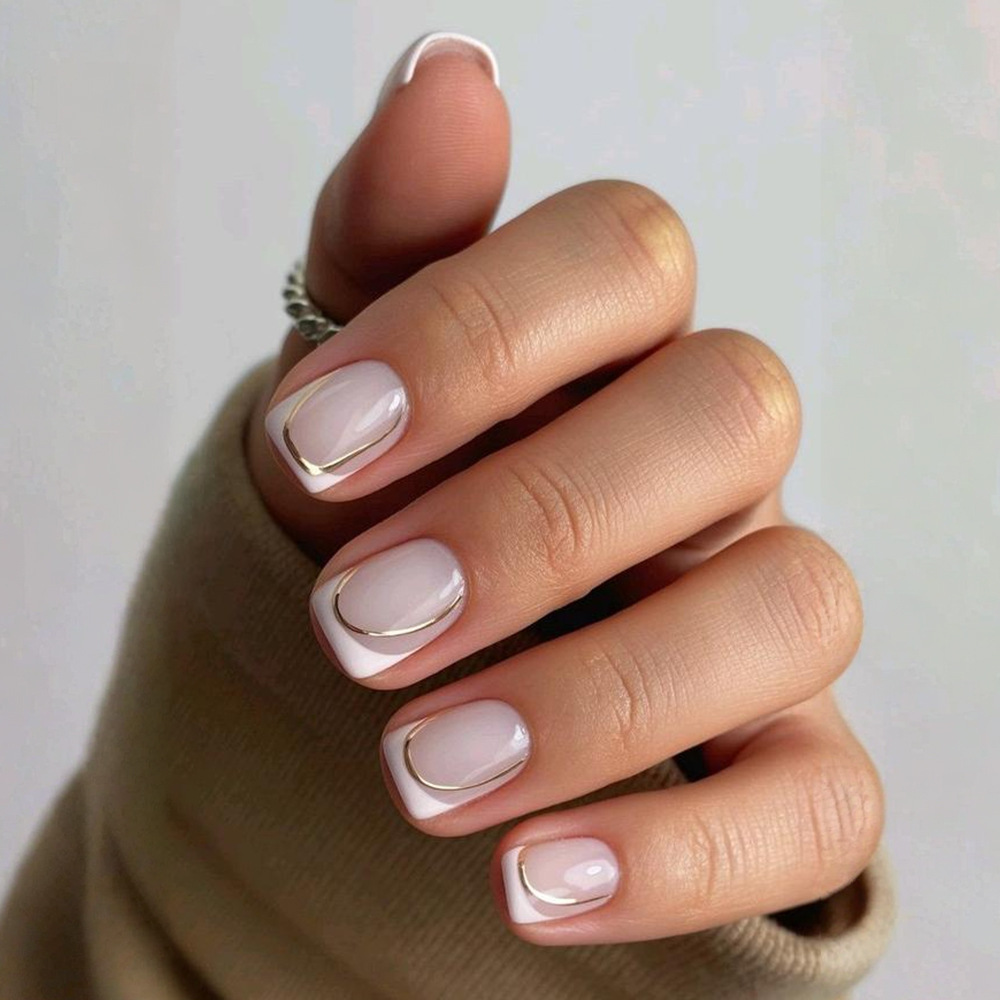 24개 핑크 탈부착 네일 패치 프렌치 화이트 실버 스트 - Nail Art French Nails 리뷰 및 가격