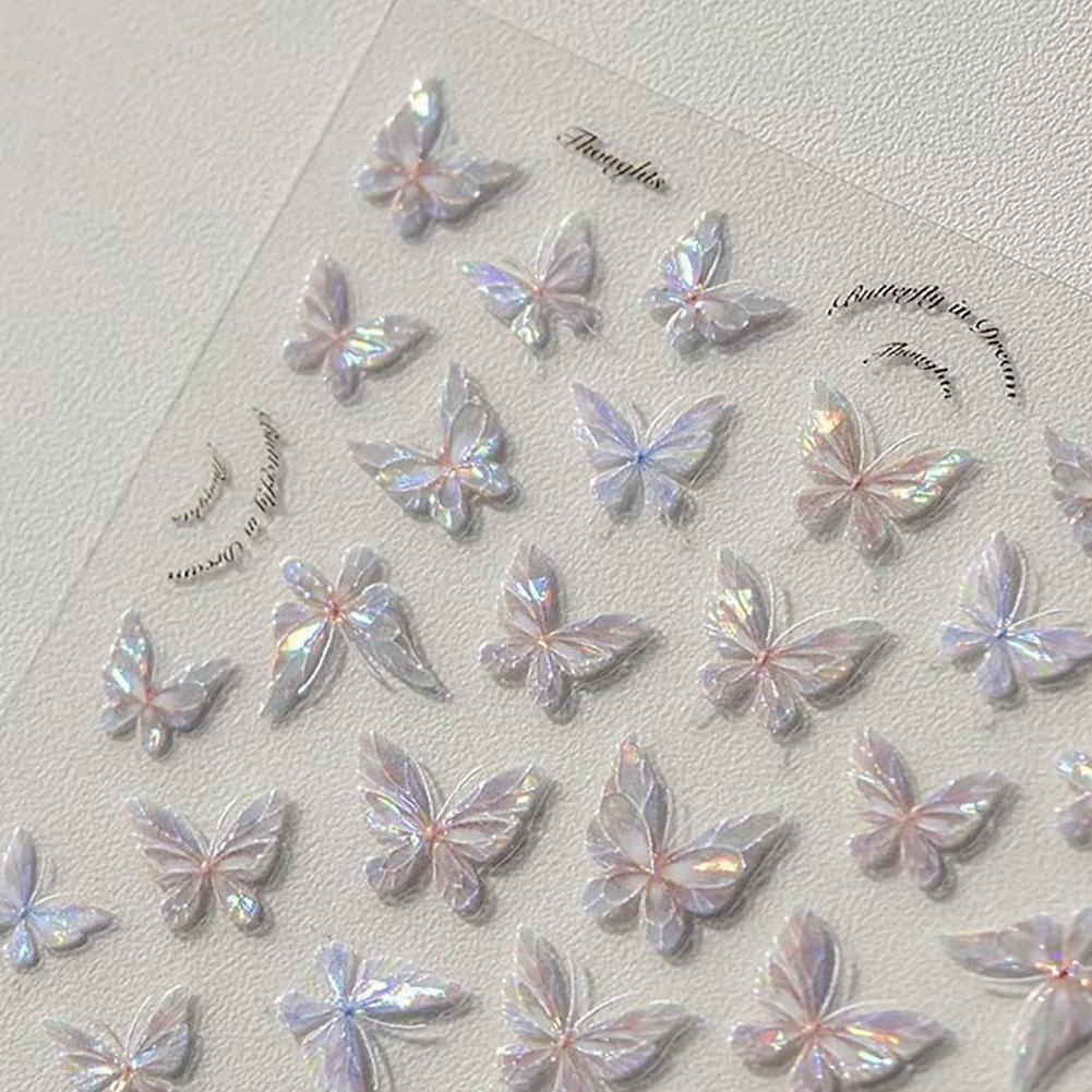 진주빛 나비 네일 스티커, 무지개빛 날개 데칼, 귀여운 - Nail Art Rose Gold 리뷰 및 가격