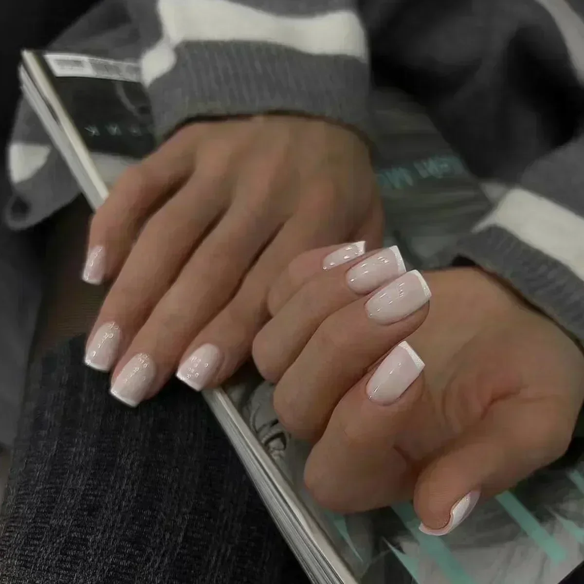 24개 심플 발레 글리터 탈부착 가능한 핑크 그라데이션 - Nail Art French Nails 리뷰 및 가격