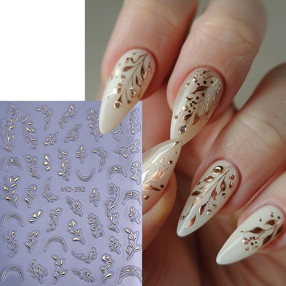    2PCS 봄/여름 잎 무늬 네일 스티커, DIY - Nail Art Rose Gold 리뷰 및 가격